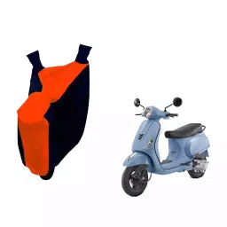 Auto Pearl Waterproof Two Wheeler Cover For Vespa Vespa LX 125 (Orange & Blue)-image-27