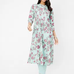 max Women Floral Printed Regular Kurta with Trousers-image-4