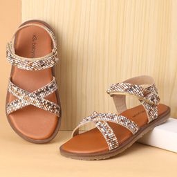 Babyoye Marble Print Sandals with Velcro Closure - Tan Brown-picture-11