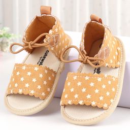 Cute Walk by Babyhug Star Design Lace Up Booties - Light Brown-image-59