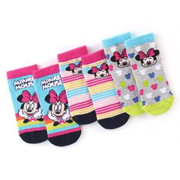 Cute Walk By Babyhug Anti Bacterial Non Terry Ankle Length Minnie Mouse Print Socks Pack Of 3 - Multicolor-image-65