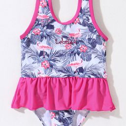 LOBSTER Sleeveless V Cut Swimsuit Floral Print - Pink-image-5