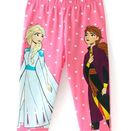 Babyhug Disney Single Jersey Knit Full Length  Legging with Frozen Princess Graphics - Pink-image-40