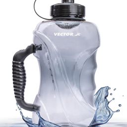 Vector X Gallon Plastic Water Bottle Reusable Gym Sports Outdoor Large 1.5 L Water Jug BPA-Free, Unbreakable, Freezer Safe (Black)-47