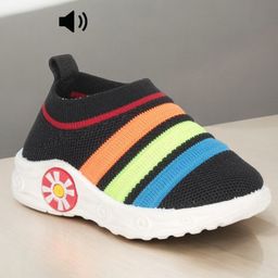 Lil Lollipop Striped  Slip On Musical Booties - Black-image-53