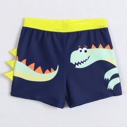Babyhug Swimming Trunks With Dino Print & Applique - Navy Blue-image-87