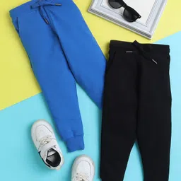 Knitting Doodles Pure Cotton Terry Pack Of 2 Solid Pants - Blue & Black-picture-20