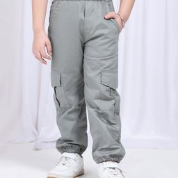 NEUDIS Cotton Pockets Detailed Solid Cargo Pants - Dark Grey-image-82