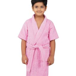 Rangoli Mini Noble Cotton Full Sleeves Solid Ultra Soft Bathrobe With Attached Adjustable Belt - Purple-image-97