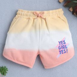 BUMZEE Cotton Knit Above Knee Length Shorts With Text Print - Yellow-image-78