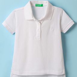 UCB Knit Half Sleeves Solid Color Polo T-Shirt - White-image-37