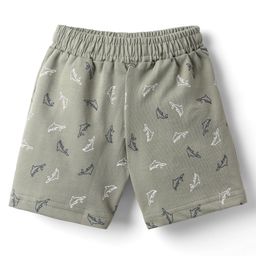 Tango Looper Knit Above Knee Length Short with Dolphin Print - Oil Green-image-42