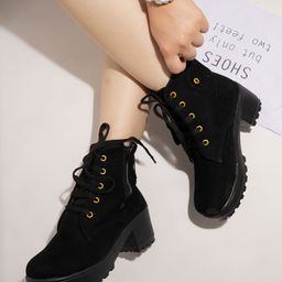 Shoetopia Solid Boots - Black-image-77