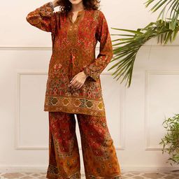 Nehamta Women Printed Regular A-Line Kurta with Palazzos-11