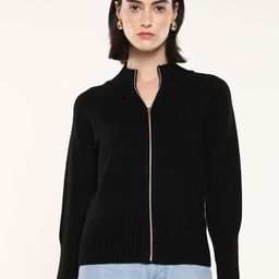 RAREISM Women Solid Mock Collar Pullover-image-80