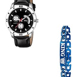 Miss Perfect Men Leather Straps Analogue Watch and Bracelet Gift Set-picture-9