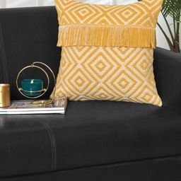Ode & Cleo Mustard & White Abstract Square Cushion Covers-26