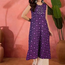 Sangria Bandhej Printed Pure Cotton Flared Kurta-picture-23