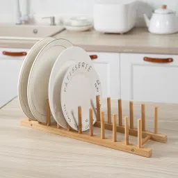 Plate Kitchen Rack Bamboo Wooden Dish Rack/Plate Stand Holder for Kitchen Wood-image-14