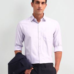 Arrow Men Classic Slim Fit Spread Collar Vertical Striped Cotton Formal Shirt-image-59