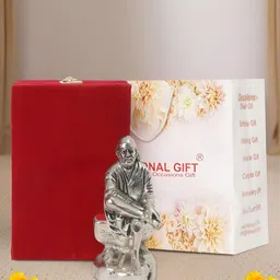 INTERNATIONAL GIFT Silver-Toned Sai Baba Religious Idol Showpiece-image-88