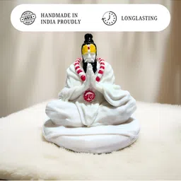 Ekaura White And Red Premanand ji Maharaj Religious Idol Showpiece-image-0