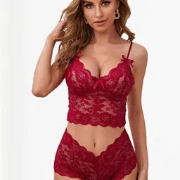GuSo Shopee Women Maroon Net Baby Dolls-image-88
