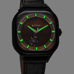 Titan Men Dial & Leather Bracelet Style Straps Analogue Automatic Watch 10008NL02-image-13