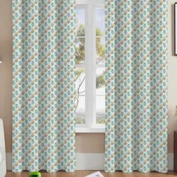 Nefertiti Home Green & Brown 2 Pieces Abstract Printed Black Out Door Curtains-picture-21