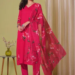 KALINI Women Floral Printed Regular Kurta with Trousers & With Dupatta-picture-45