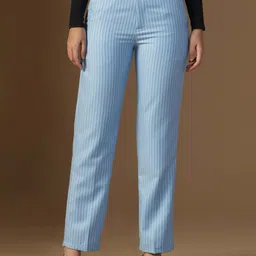 TAHVO Women Striped Relaxed Trousers-image-82