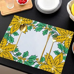 ANA 6 Pcs Mustard-yellow & Green Printed Cotton Table Placemats-29