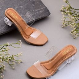 Snasta Women TPR Solid Open Toe Block Mules Heels-5