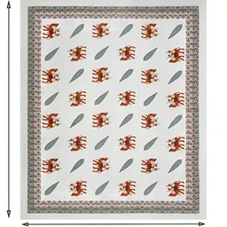 BED-SHEET.COM Grey & Red Ethnic Motifs 144 TC King Bedsheet with 2 Pillow Covers image 3