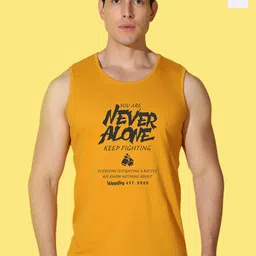 WOOSTRO Pack Of 2 Printed Combed Cotton Gym Vests VWS26(98 WHITE)(ALONE MUSTARD)-52