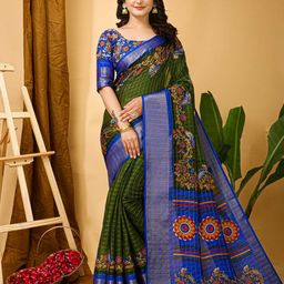 DIVASTRI Kalamkari Printed Zari Banarasi Saree-image-87