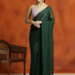 SHADOW & SAINING Green Gleam Sequence Work Zari Saree-picture-14