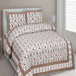 Myntra Elegant Homes White Printed Pure Cotton 180 TC King Bedsheet Set 2.74 m x 2.54 m-image-90