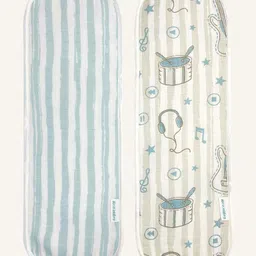 Abracadabra Muslin Burp Pad Pack Of 2 Rockstar Print - Blue-picture-22