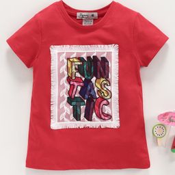 Memory Life Half Sleeves Tee Funtastic Embroidered Patch - Red-image-82