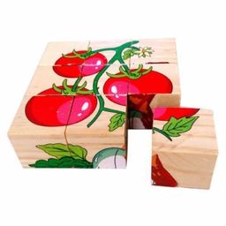 FunBlast 6-in-1 Wooden Block Puzzle Vegetable Theme Multicolor - 9 Pieces-image-32