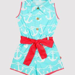 Nino Bambino 100% Organic Cotton Sleeveless Anchor Print Jumpsuit - Blue-image-111