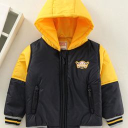 Babyhug Full Sleeve Color Block Hoodie  - Yellow-image-77