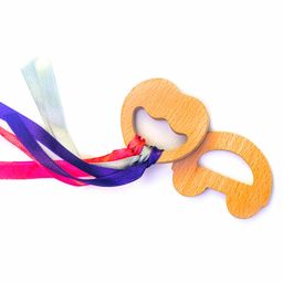 Rocking Potato Beech Wood Apple & Car Shaped Teether with Ribbons Pack of 2 - Beige-18