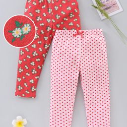 Babyhug Full Length Leggings Pack of 2 - Red Pink-image-61