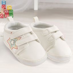 Baby Moo Star Design Booties - White-image-26