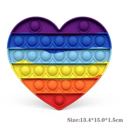 FunBlast Heart Shape Pop Bubble Stress Relieving Silicone Pop It Fidget Toy - Multicolor-picture-10