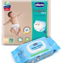 Chicco Comfypro Ultra Soft & Light Diaper Pants New Born - 70 Pieces & Water Wipes 99% Pure Water - 72 Pieces-image-32