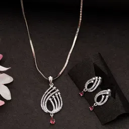 Niscka Rhodium-Plated AD Studded Jewellery Set-image-56