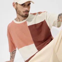 The Souled Store Men Colourblocked Round Neck Cotton Oversized T-shirt-picture-1